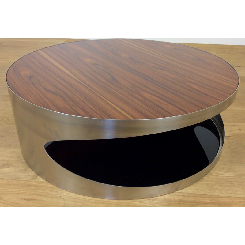 Round rosewood coffee table - 1960s