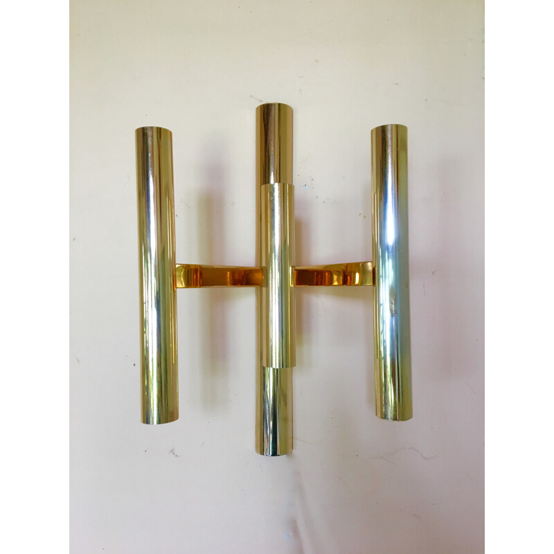 Pair of mid-century brass wall lamps - 1960s