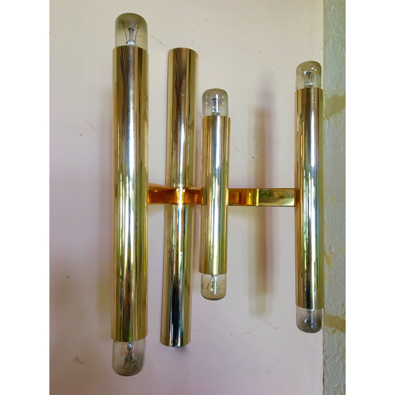 Pair of mid-century brass wall lamps - 1960s