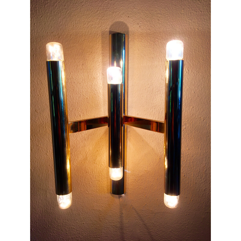 Pair of mid-century brass wall lamps - 1960s