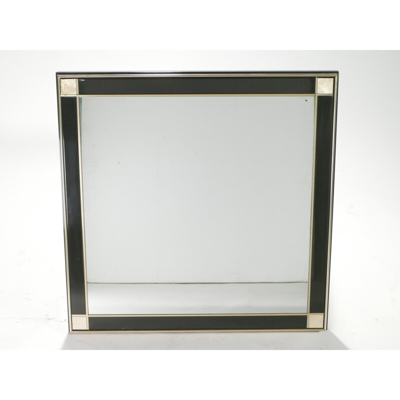 Pearl lacquer and brass mid-century mirror - 1970s