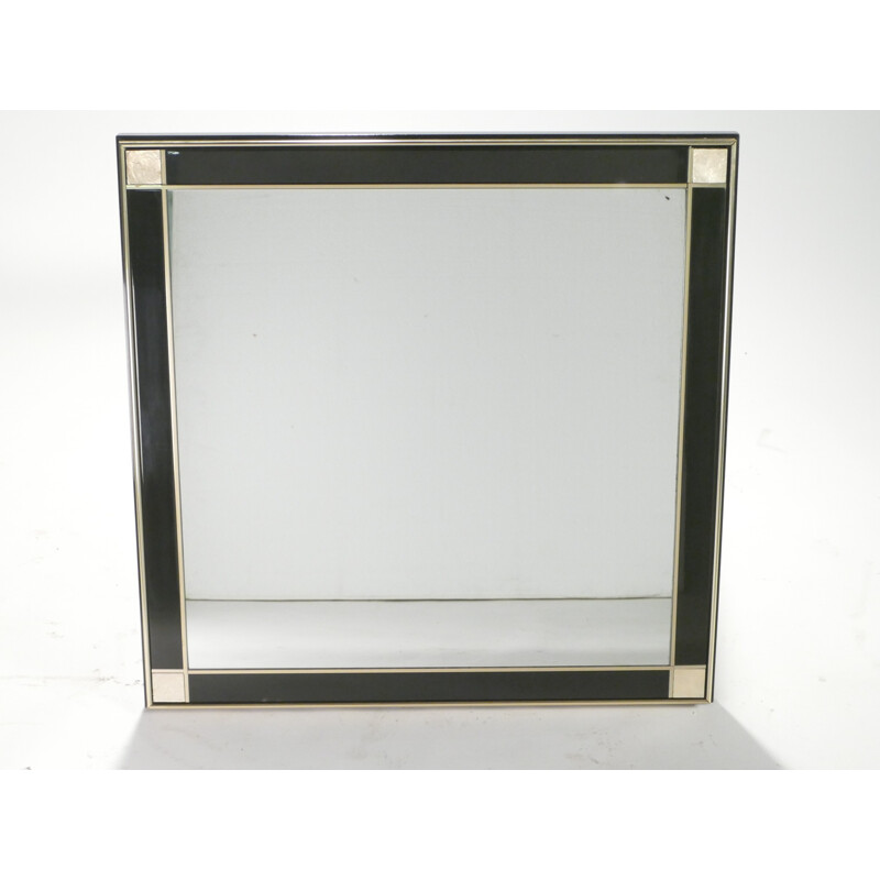 Pearl lacquer and brass mid-century mirror - 1970s