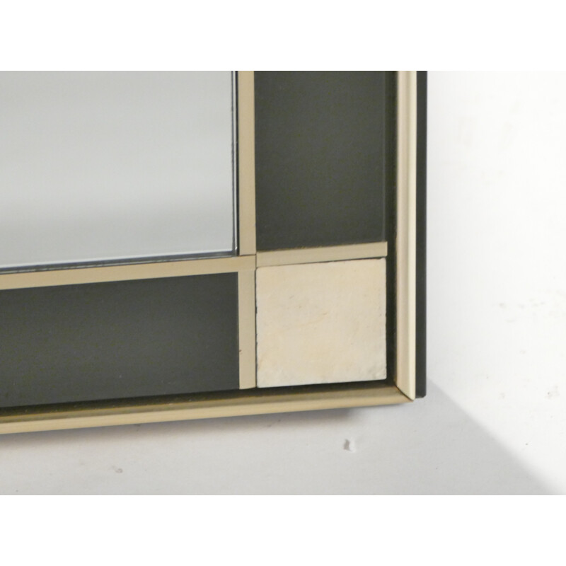 Pearl lacquer and brass mid-century mirror - 1970s