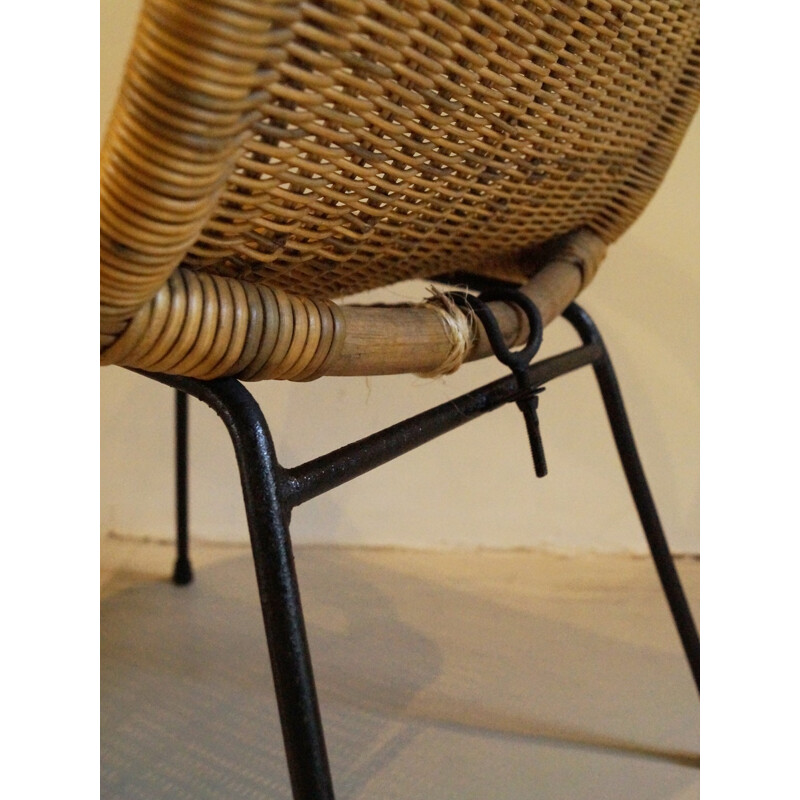 Pair of mid-Century wicker armchairs - 1960s