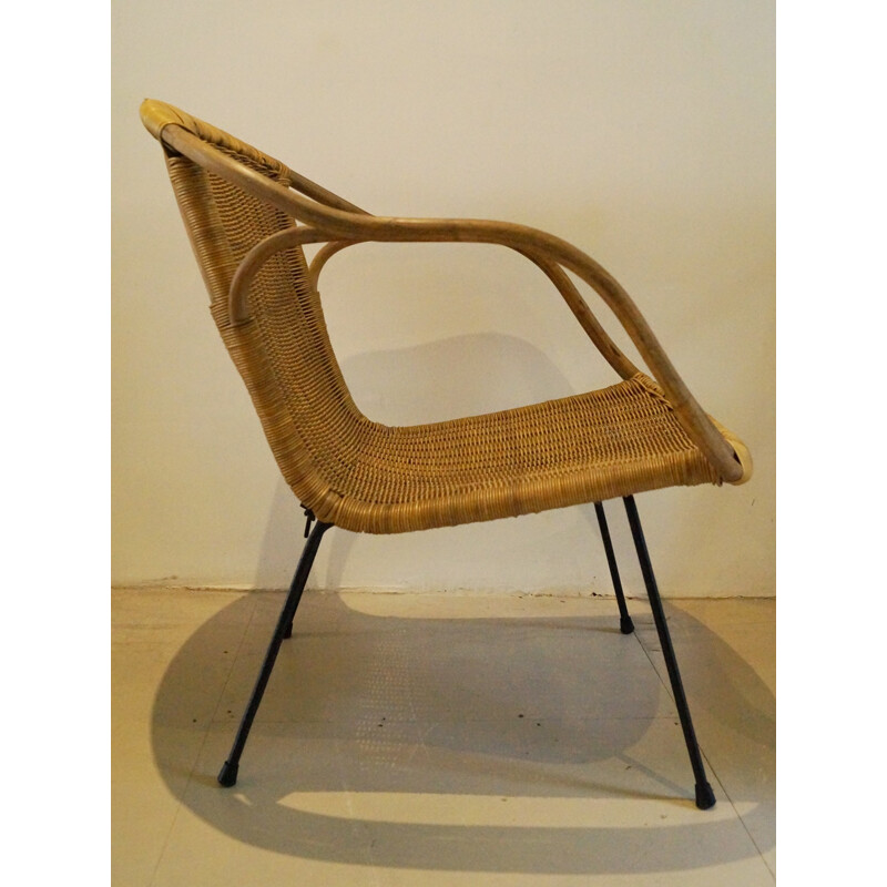 Paire de fauteuils en osier vintage - 1960