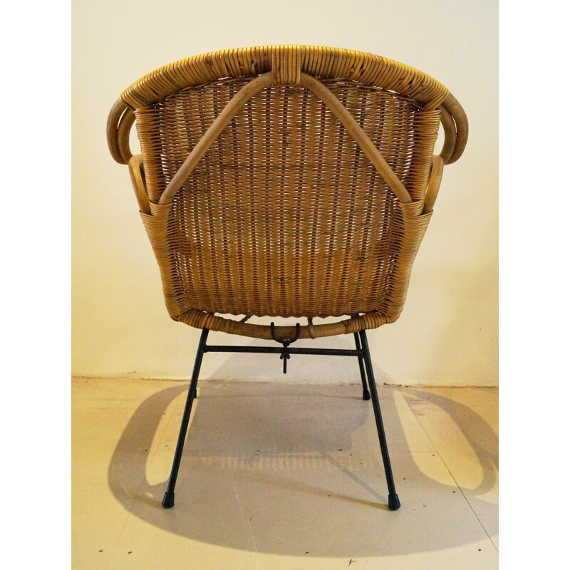 Pair of mid-Century wicker armchairs - 1960s