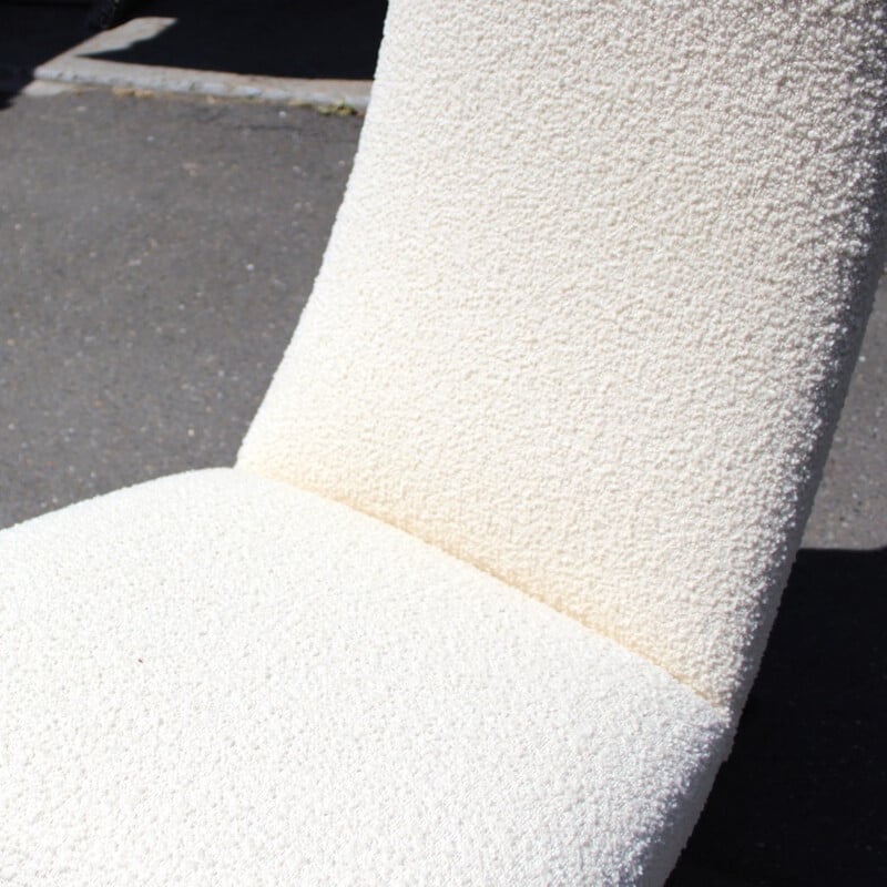 Italian tripod armchair in cream colored wool - 1960s