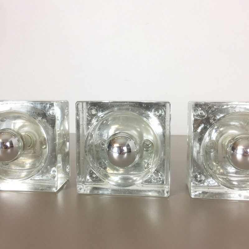 Set of 3 'Ice cube' wall lamp for Wila lights - 1970s