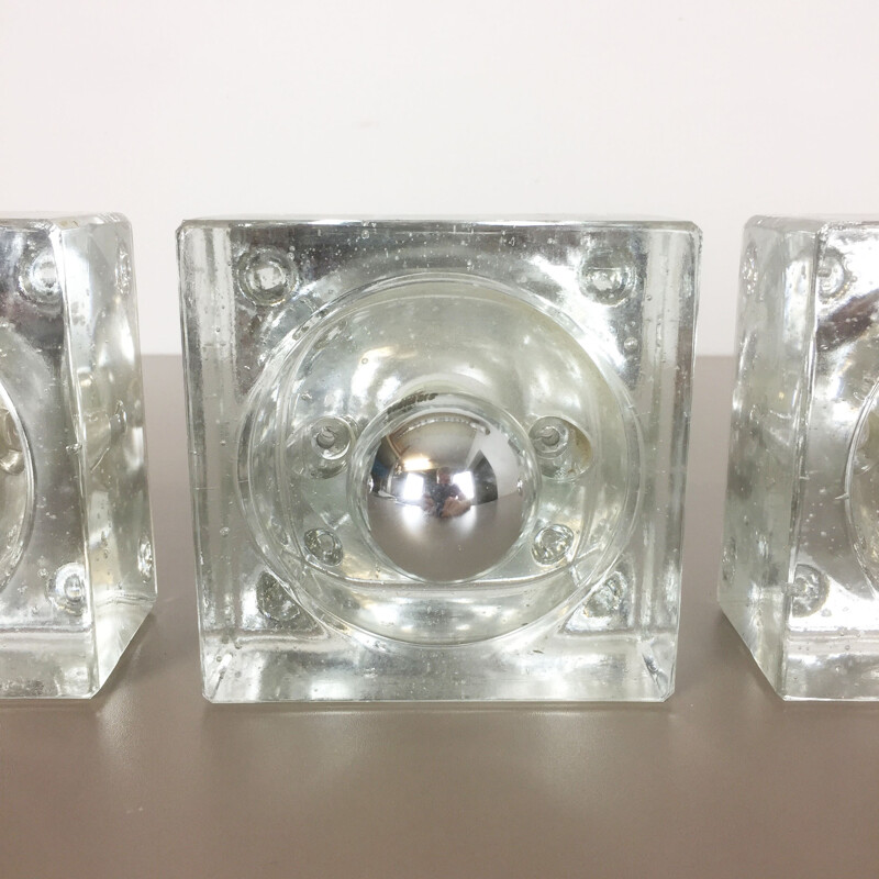 Set of 3 'Ice cube' wall lamp for Wila lights - 1970s