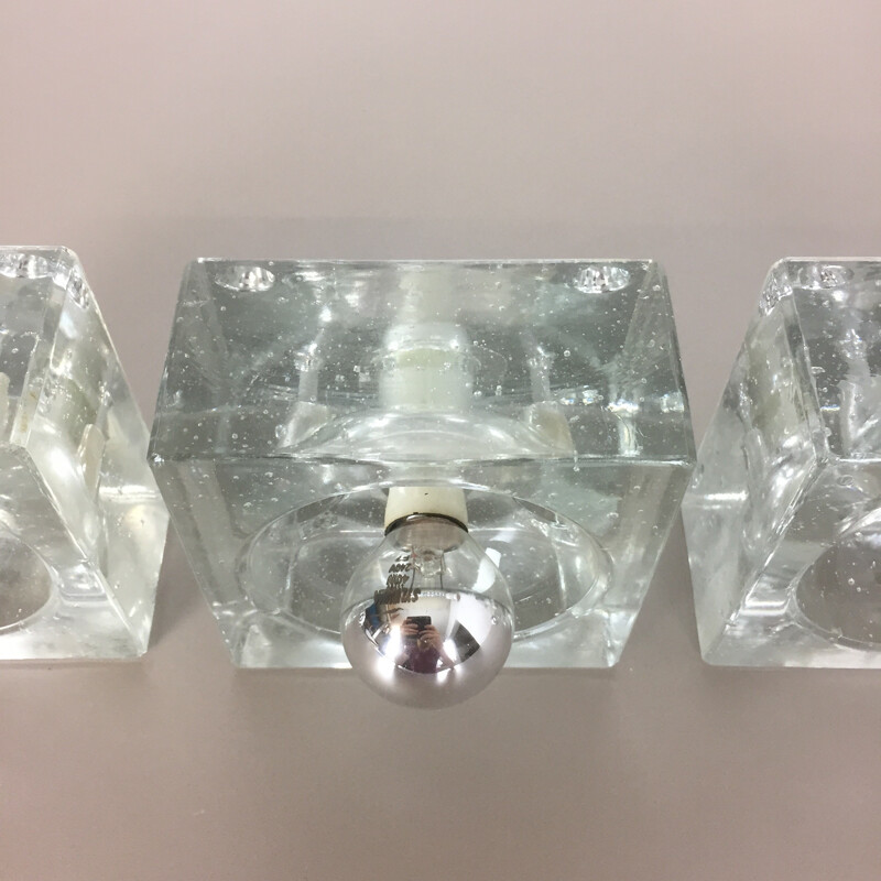 Set of 3 'Ice cube' wall lamp for Wila lights - 1970s