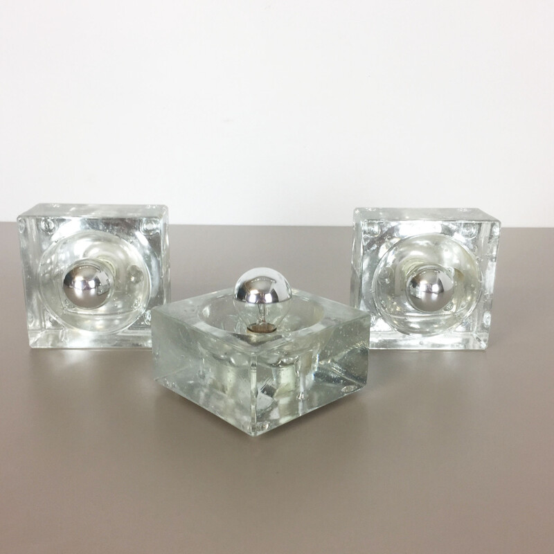 Suite de 3 appliques "Ice cubes" par Wila lights - 1970