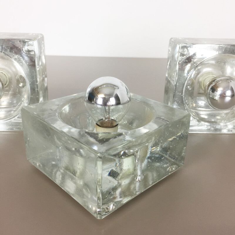 Set of 3 'Ice cube' wall lamp for Wila lights - 1970s