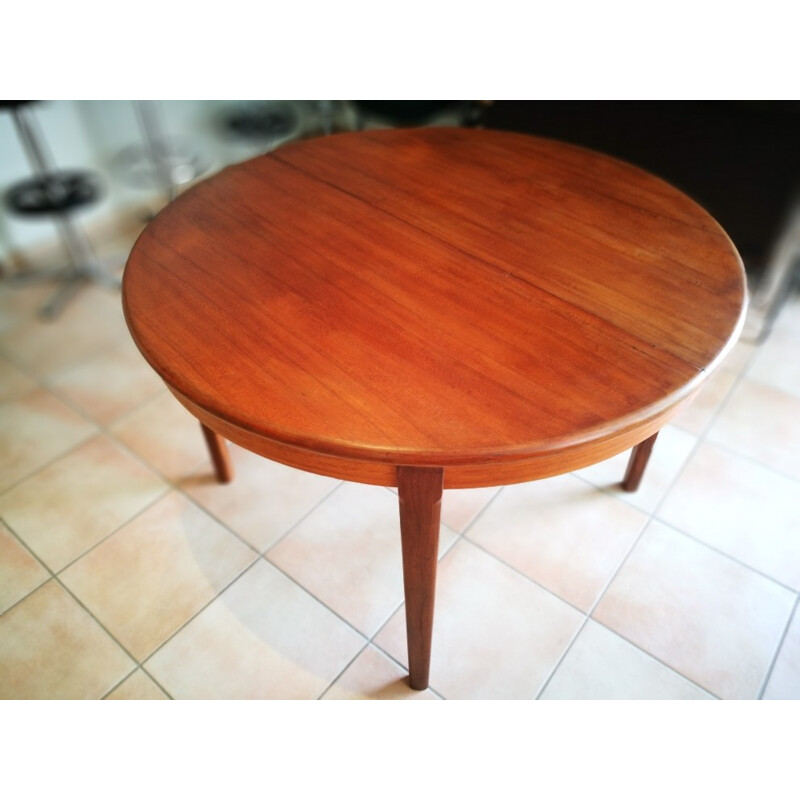 Mid-century renovated teak round table - 1960s