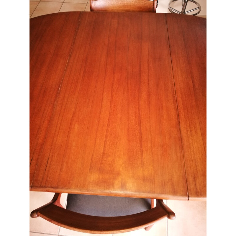 Mid-century renovated teak round table - 1960s