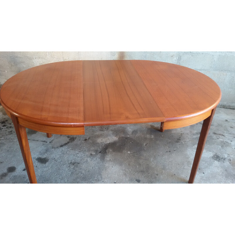 Mid-century renovated teak round table - 1960s