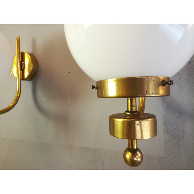 Bistro style spherical wall lights - 1970s