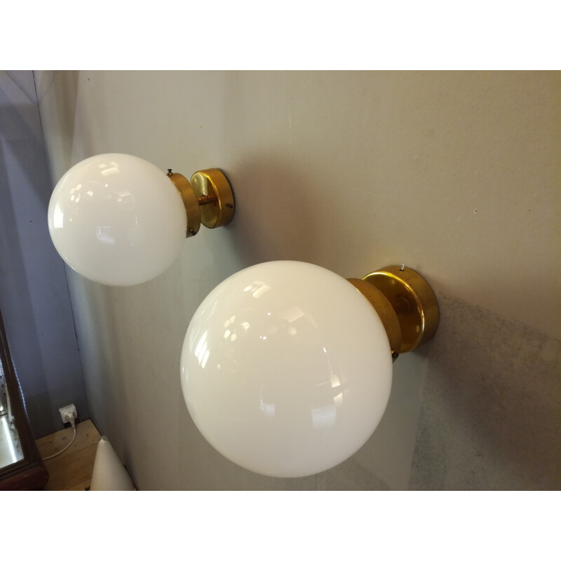 Spherical bistro style wall lights - 1970s