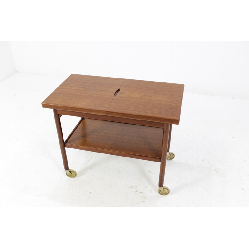 Danish teak bar trolley with expandable top - 1960s