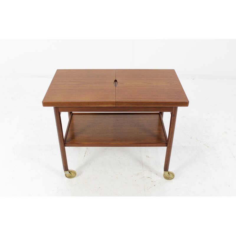 Danish teak bar trolley with expandable top - 1960s