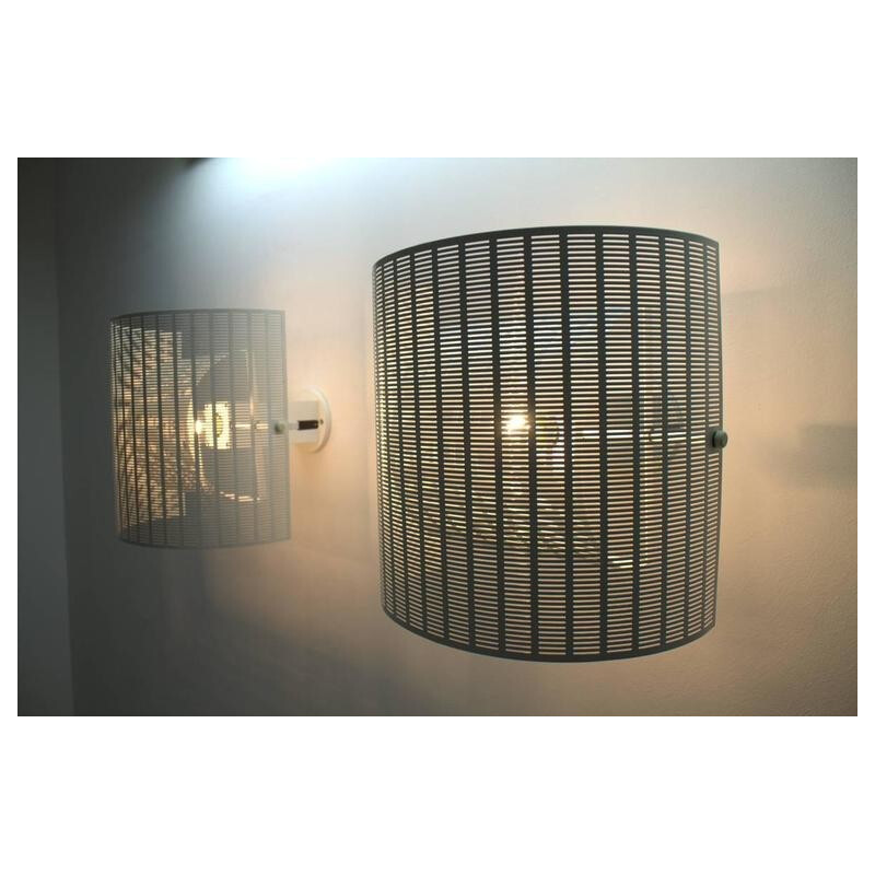 Pair of vintage white wall lamps by Mario Botta for Artemide - 1980s