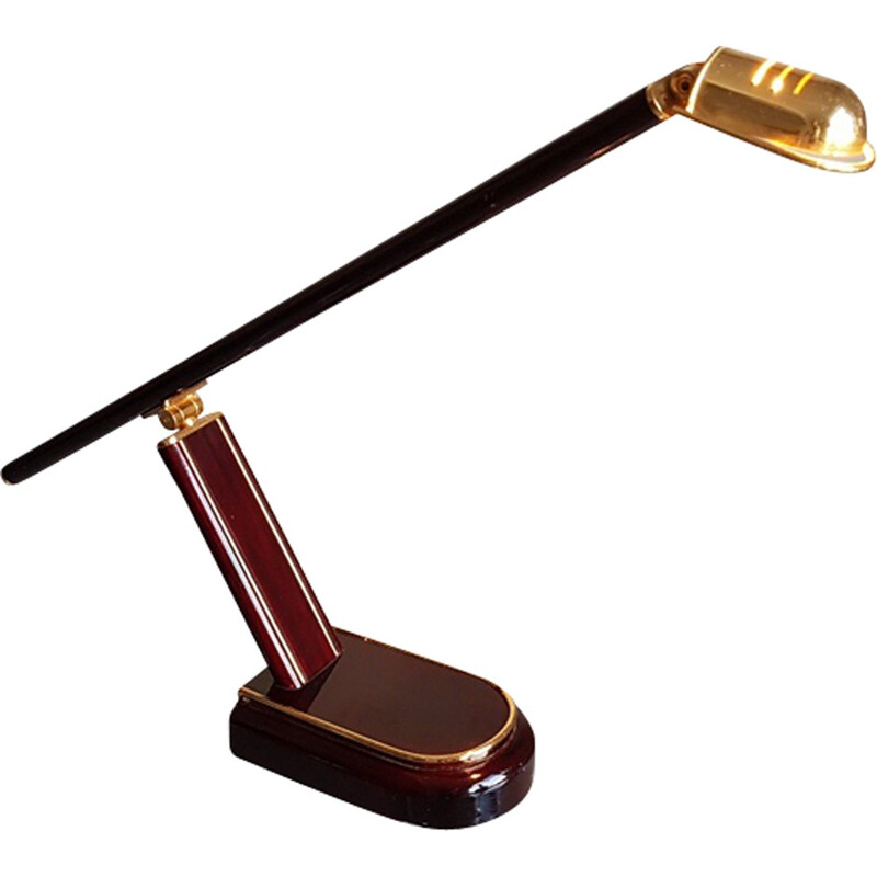 Vintage wood and metal desk lamp, 1950