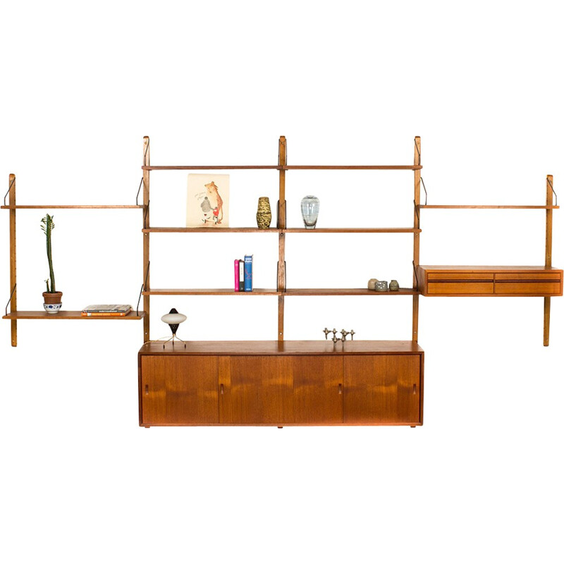 Mid-century teak wall system with sideboard by Poul Cadovius - 1960s