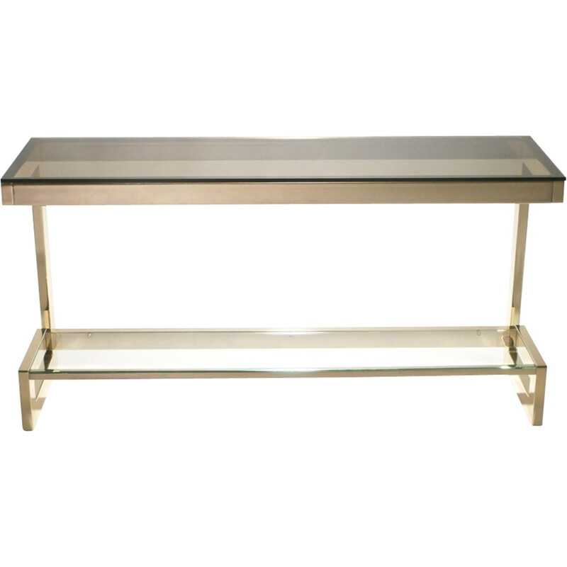 Asymetrical brass and glass side table by Guy Lefevre for Maison Jansen - 1970s