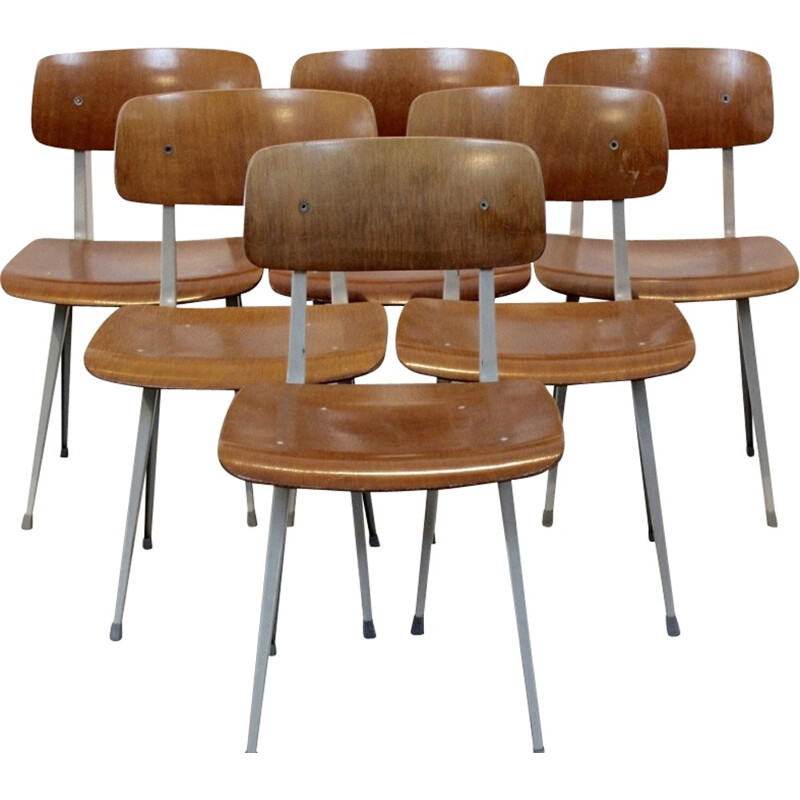 Set of 6 industrial diner chairs by Friso Kramer - 1960s