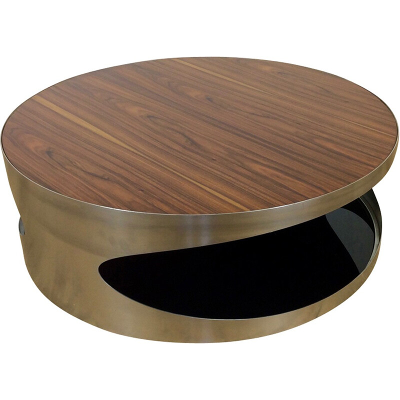 Round rosewood coffee table - 1960s