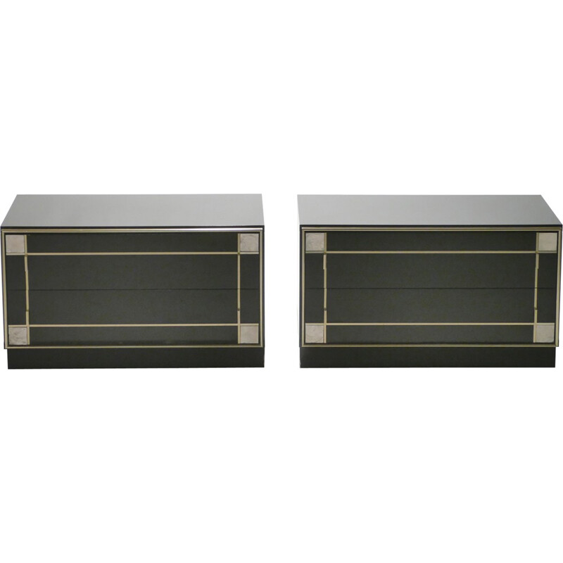 Pair of mid-century black night stands - 1970s