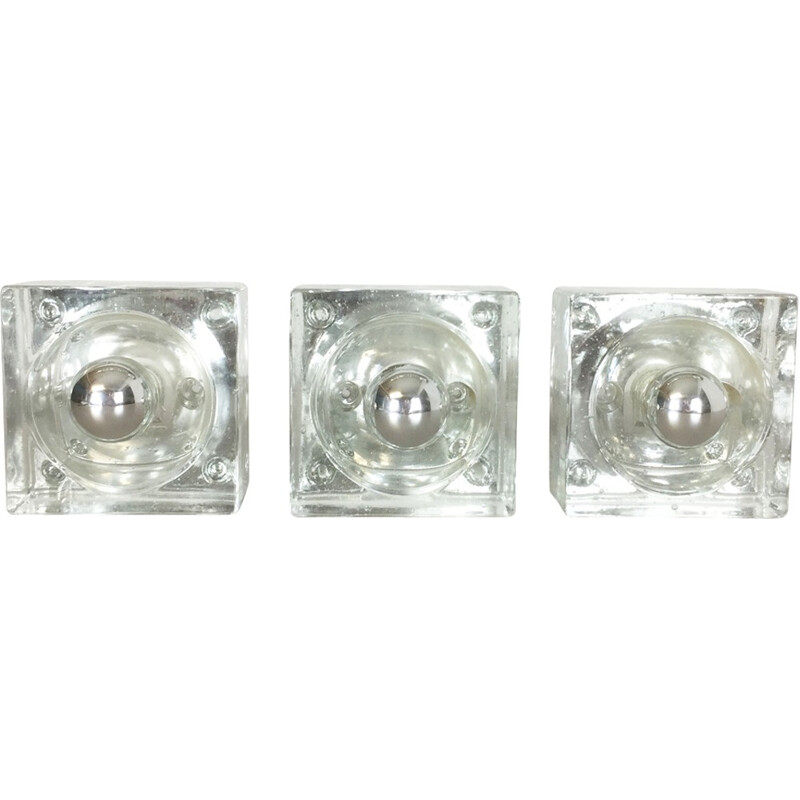Set of 3 'Ice cube' wall lamp for Wila lights - 1970s