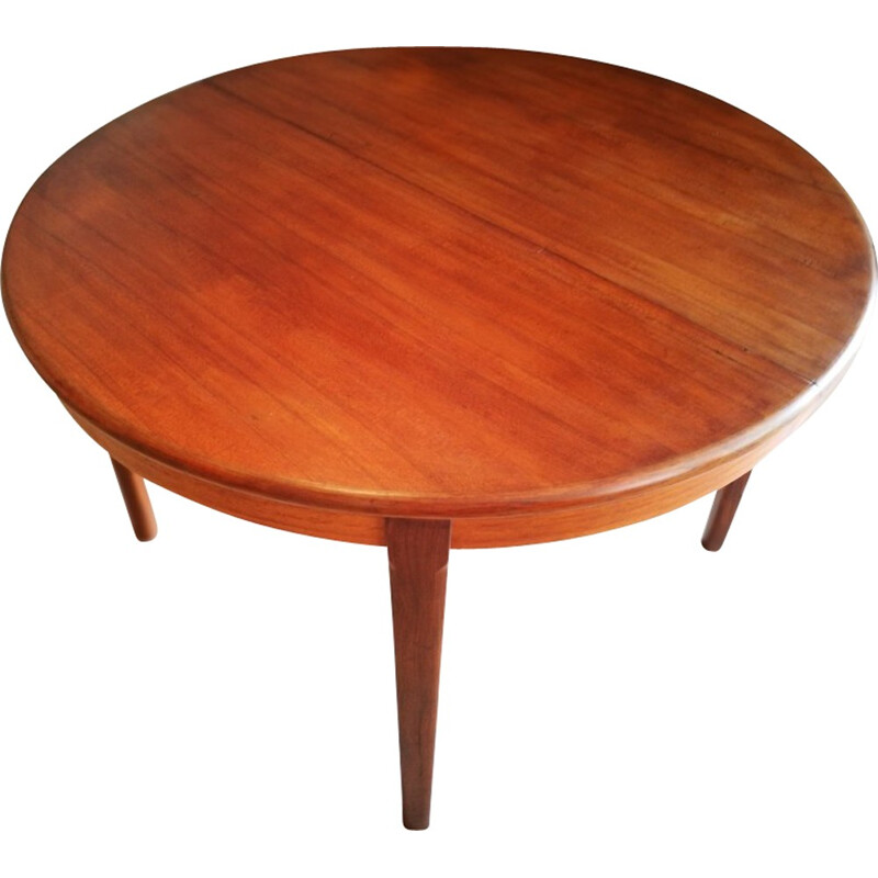 Mid-century renovated teak round table - 1960s