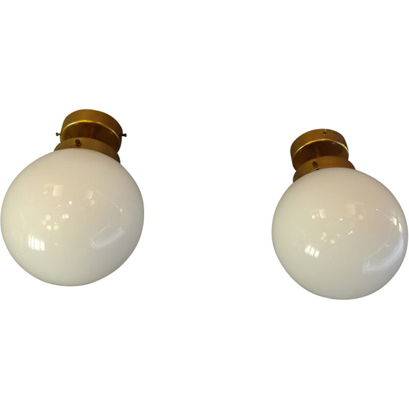 Spherical bistro style wall lights - 1970s