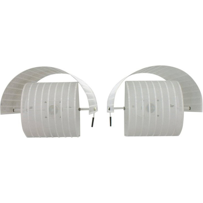 Pair of vintage white wall lamps by Mario Botta for Artemide - 1980s