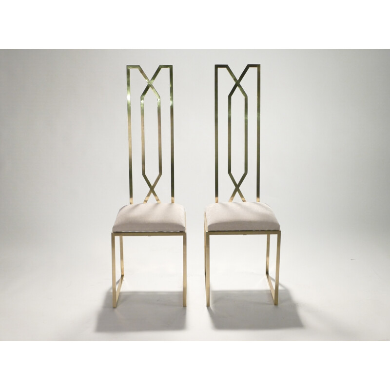 Pair of brass chairs by Willy Rizzo for Jansen - 1970