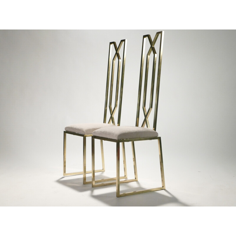 Pair of brass chairs by Willy Rizzo for Jansen - 1970