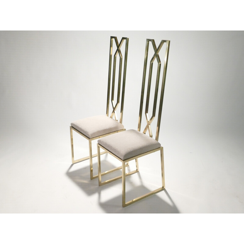 Pair of brass chairs by Willy Rizzo for Jansen - 1970