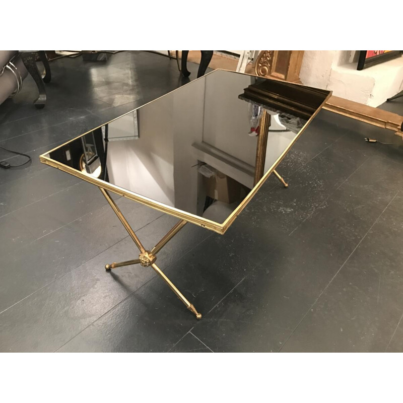 Vintage brass and opaline coffee table by Raphaël Raffel, 1960