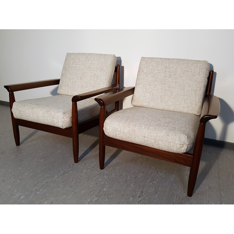 pair of danish mid-century lounge chairs - 1960s