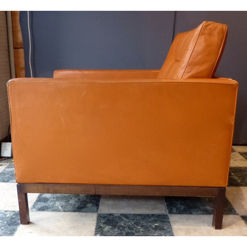 Vintage leather armchair, Florence KNOLL - 1960s