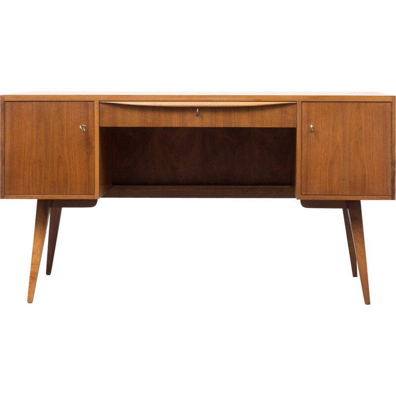 Mid-century walnut desk by Franz Ehrlich for VEB Deutsche - 1950s