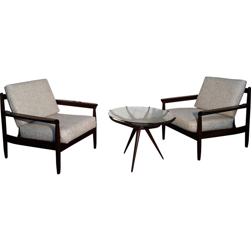 pair of danish mid-century lounge chairs - 1960s