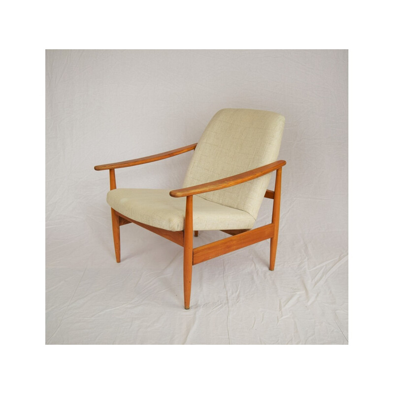 Fauteuil vintage beige design scandinave - 1960