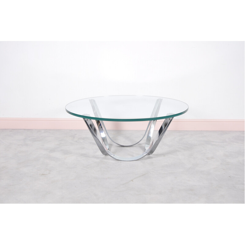 Round glass coffee table by Roger Sprunger for Dunbar - 1970s