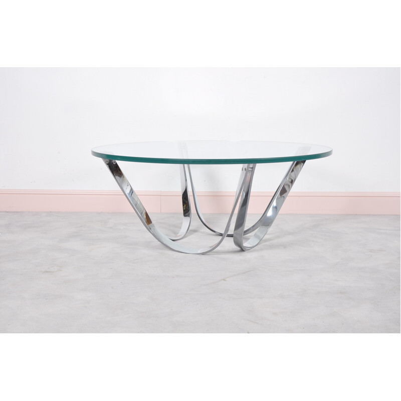 Round glass coffee table by Roger Sprunger for Dunbar - 1970s