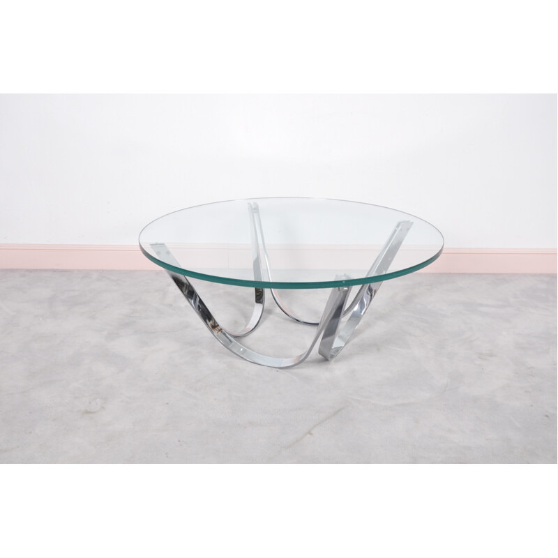 Round glass coffee table by Roger Sprunger for Dunbar - 1970s