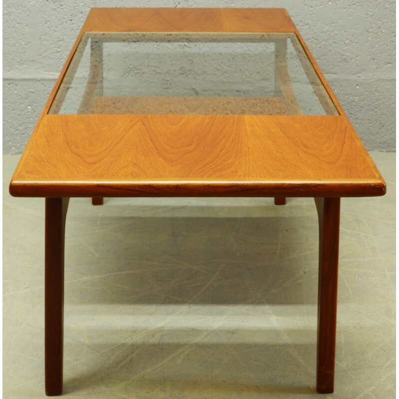 Table basse vintage en teck et en verre par G-Plan - 1960