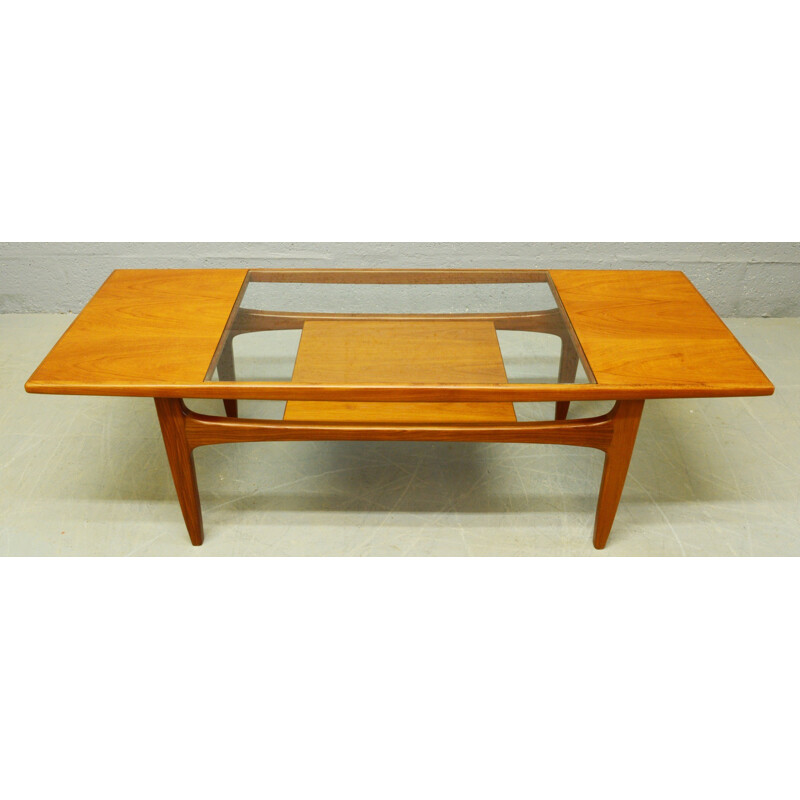 Table basse vintage en teck et en verre par G-Plan - 1960