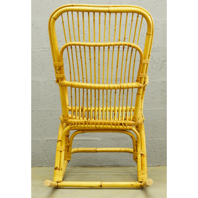 Mid-Century bamboo and rattan rocking chair - 1960s