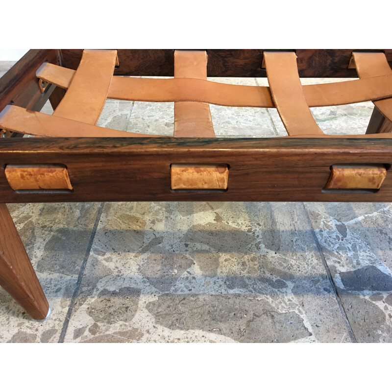 Tabouret vintage en cuir noir - 1960